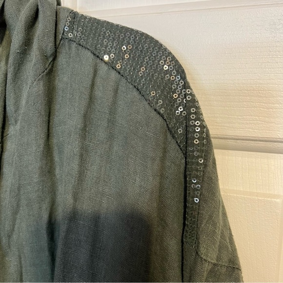 Viola Borgnine Italy Green Linen Jacket, Size Small. - Picture 2 of 8